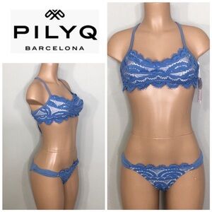 PILYQ sky blue lace bikini. S/M.